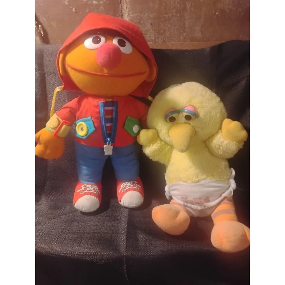 Sesame Street Ernie & Big Bird Plush Stuffed Animals Lot of 2 Small 6-14 in